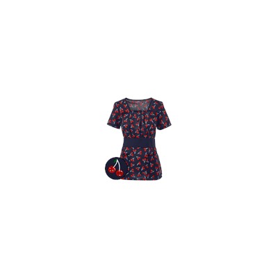 Koi Scrubs Cherry Jubilee Print Top