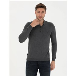 Antrasit Melanj Slim Fit Basic Kazak