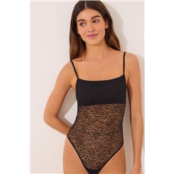 Body encaje cebra negro