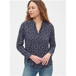 Print V-Neck Popover Shirt