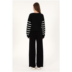 Kadın Siyah Loose Fit Triko Pantolon