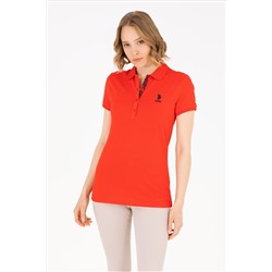 Kadın Kırmızı Basic Polo Yaka Tişört