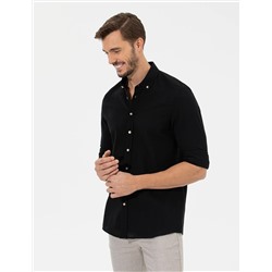 Siyah Slim Fit Uzun Kollu Gömlek