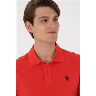 Erkek Slim Fit Polo Yaka Kırmız Basic Tişört