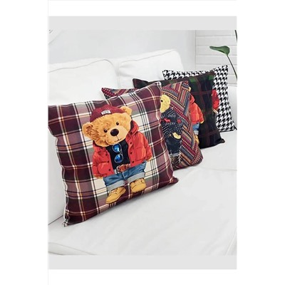Körfez Kırlent Teddy Bear Temalı Kırlent Kılıfı 4lü Kombin Set KRFZ000008354