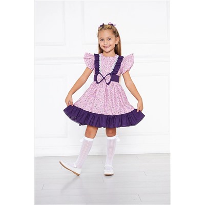 Moda Lippa Mor Çiçek Desenli Kız Çocuk Elbise MLFCE-08