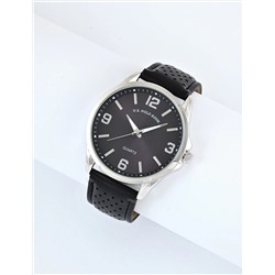 MENS PERFORATED BLACK STRAP ANALOG WATCH