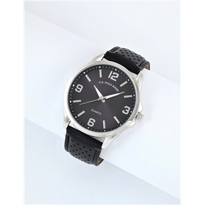 MENS PERFORATED BLACK STRAP ANALOG WATCH