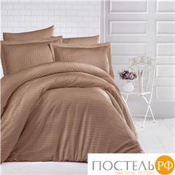Постельное белье "Карвен" сатин евро Cizgili Light Brown