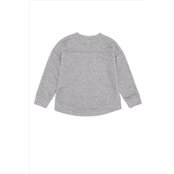 Çocuk Gri Melanj Basic Bisiklet Yaka Sweatshirt