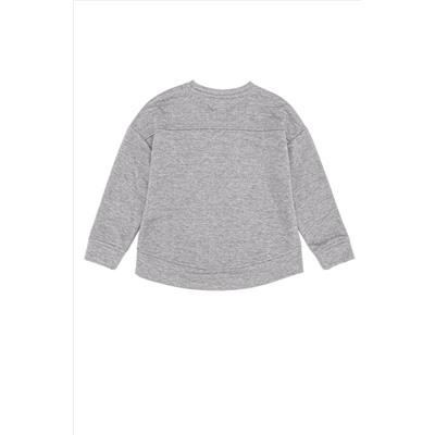 Çocuk Gri Melanj Basic Bisiklet Yaka Sweatshirt