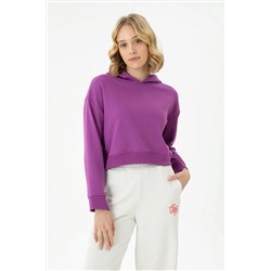 Kadın Violet Kapüşonlu Sweatshirt