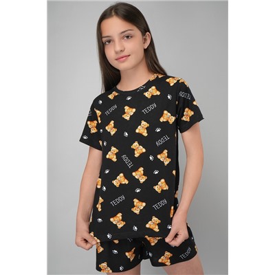 Хлопковая пижама для девочки с шортами Happyfox