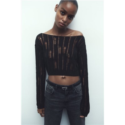 CROPPED OPEN KNIT SWEATER