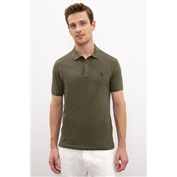 Erkek Koyu Haki Basic Polo Yaka Tişört