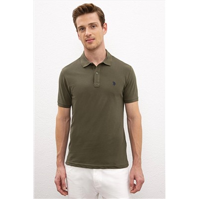 Erkek Koyu Haki Basic Polo Yaka Tişört