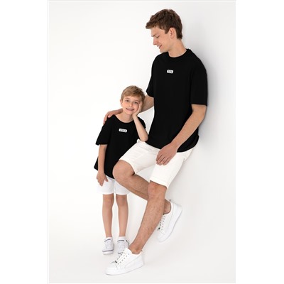 Erkek Oversize Fit Bisiklet Yaka Siyah Tişört