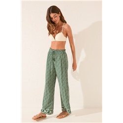 Pantalón largo viscosa estampado geométrico