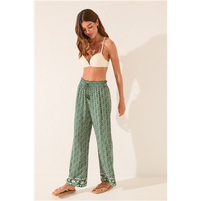 Pantalón largo viscosa estampado geométrico
