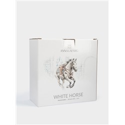 Салатник, 21х11 см, 1,8 л, фарфор N, белый, с серебристым кантом, Конь, White horse