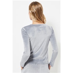 Camiseta de terciopelo - Gris claro