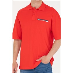 Erkek Kırmızı Oversize Polo Yaka Tişört