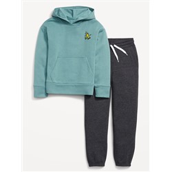 Gender-Neutral Pullover Hoodie & Jogger Sweatpants Set for Kids