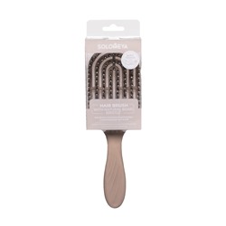 [SOLOMEYA] Расческа массажная для волос c натуральной щетиной БЕЖЕВАЯ Solomeya Hair Brush With Natural Boar Bristle Beige, 1 шт