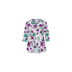 UA Tribal Dance Mint Condition 3/4 Sleeve Mock Wrap Scrub Top