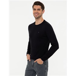 Lacivert Slim Fit Bisiklet Yaka Basic Triko Kazak