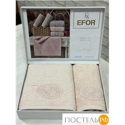 T1160/SM-04 Набор полотенец EFOR из 2-х предметов (50*90 и 70*140) MOTIF GUPUR персик SOMON