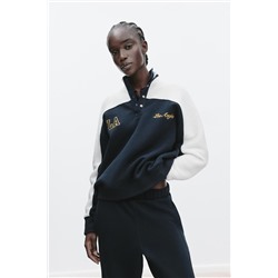 CONTRAST CHUNKY KNIT SWEATSHIRT