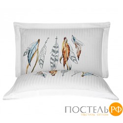 Постельное белье Карвен Stripe Satin с цветным принтом семейное N251-SB012 (7пр.)
