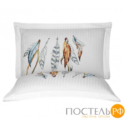 Постельное белье Карвен Stripe Satin с цветным принтом семейное N251-SB012 (7пр.)