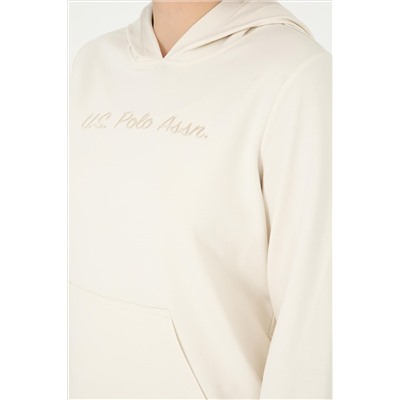 Kadın Krem Kapüşonlu Sweatshirt