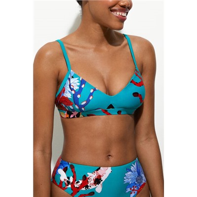 Top bikini triángulo corales