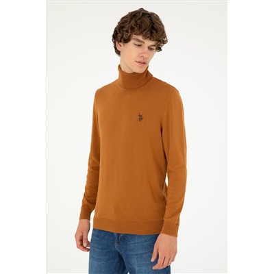 Erkek Slim Fit Boğazlı Yaka Saks Basic Sweatshirt