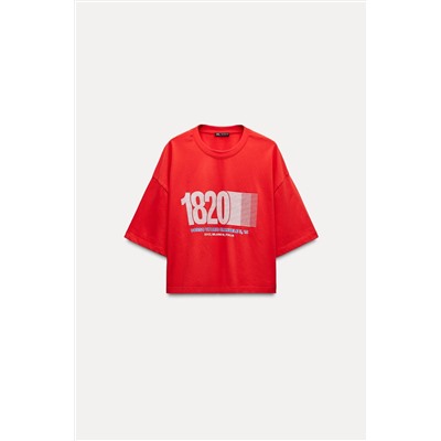 CROPPED T-SHIRT WITH SLOGAN