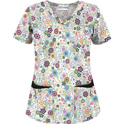 UA Floral Extravaganza Black Scrub Top