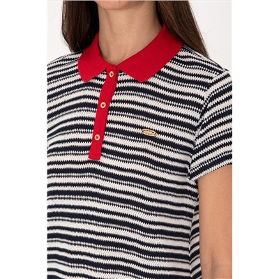 Kadın Lacivert Polo Yaka Mini Boy Örme Elbise