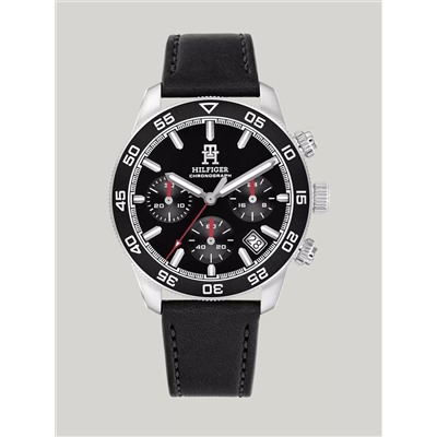 41MM TH85 Leather Band Chronograph Watch