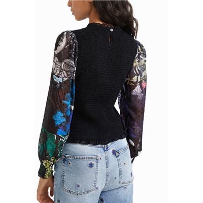 Blusa slim drapeada