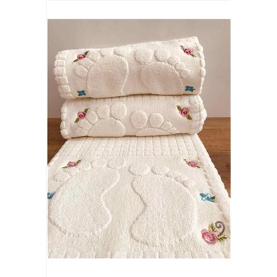üntaş 2 Adet Nakışlı 250 gr %100 Pamuk Ayak Havlusu Paspası 309