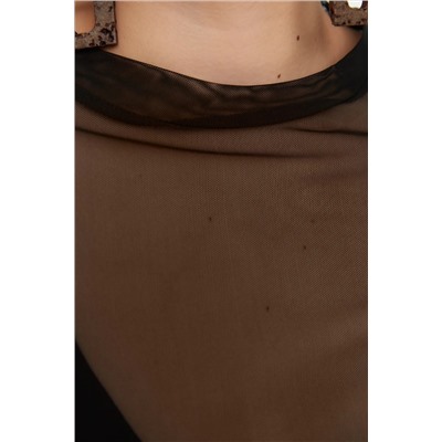 Siyah Örme Tül Crop Bluz TBBSS22BZ00017
