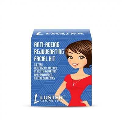 LUSTER Anti Ageing Facial Kit Набор: Пенка-скраб для умывания, Массажный гель для лица, Массажный крем для лица, Маска для лица, Сыворотка для лица 45г