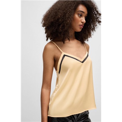 Hammered-satin camisole with lace insert