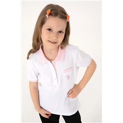 U.S. Polo Assn., Kız Çocuk Beyaz Polo Yaka Işlevsiz Cepli Basic Tişört 50310223-vr013
