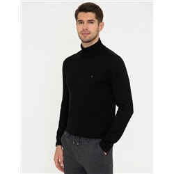 Siyah Slim Fit Balıkçı Yaka Basic Triko Kazak