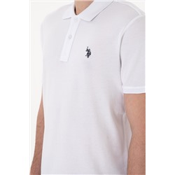 Erkek Slim Fit Polo Yaka Beyaz Basic Tişört