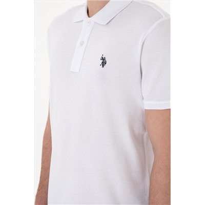 Erkek Slim Fit Polo Yaka Beyaz Basic Tişört